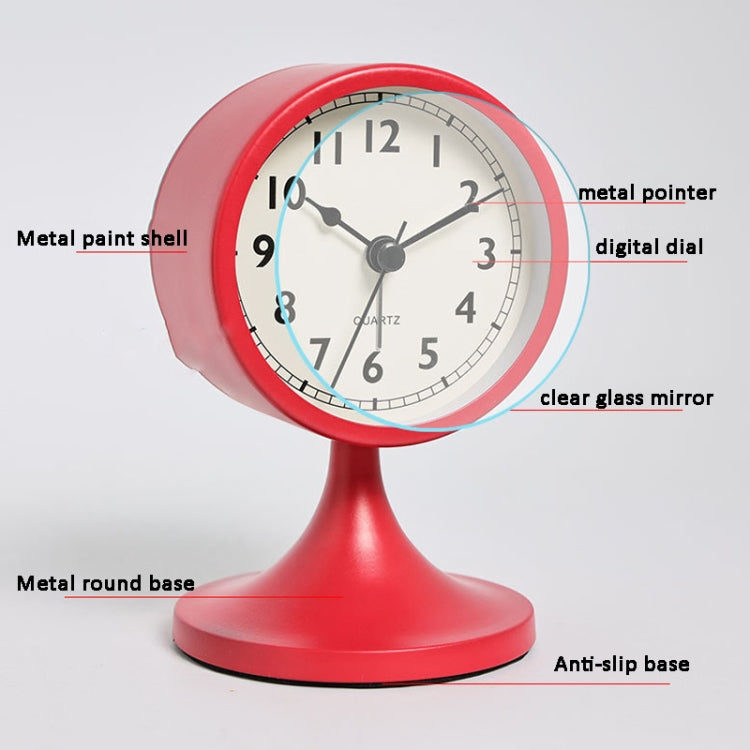 Metal Retro Silent Table Alarm Clock Student Bedside Clock With Night Light — view 6
