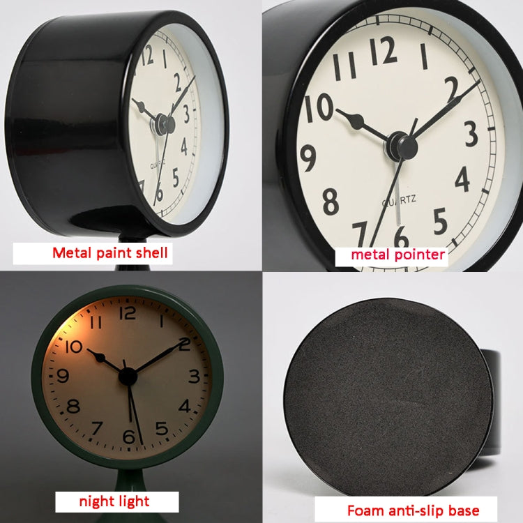 Metal Retro Silent Table Alarm Clock Student Bedside Clock With Night Light — view 8