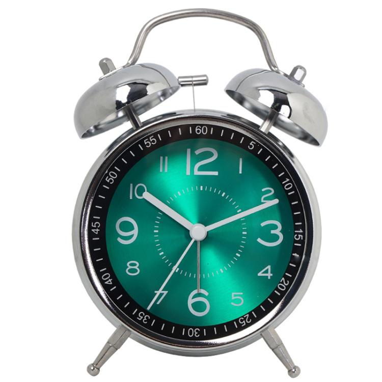 4.5 Inch Electroplated Metal Ring Bell Alarm Clock Quartz Clock With Night Light
