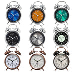 4.5 Inch Electroplated Metal Ring Bell Alarm Clock Quartz Clock With Night Light — Luminous Black