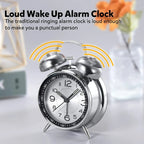 4.5 Inch Electroplated Metal Ring Bell Alarm Clock Quartz Clock With Night Light — view 10