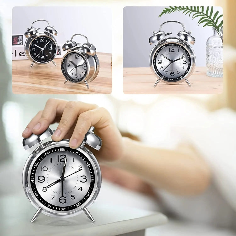 4.5 Inch Electroplated Metal Ring Bell Alarm Clock Quartz Clock With Night Light — view 11