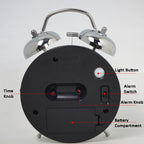 4.5 Inch Electroplated Metal Ring Bell Alarm Clock Quartz Clock With Night Light — view 13