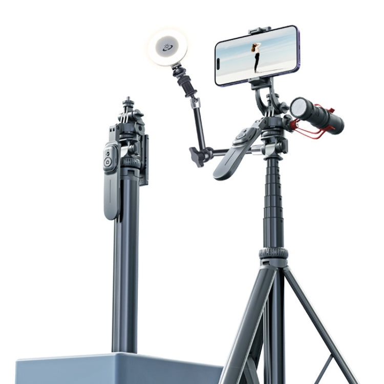 2m Metal Tripod Selfie Stick With 4 Expansion Interfaces for Phone Camera