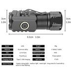3LED Strong Light TYPE-C Charging Convenient Mini Multi-Function Flashlight