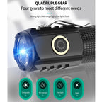 3LED Strong Light TYPE-C Charging Convenient Mini Multi-Function Flashlight