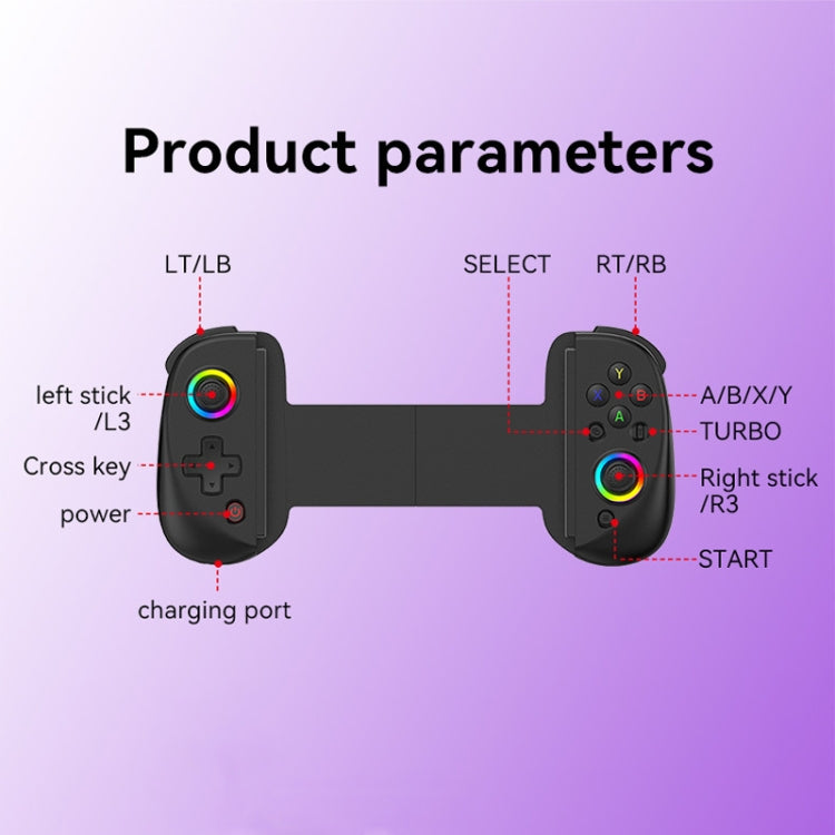 D8 Mobile Phone Stretch Band Light Gamepad Dual Hall Wireless Bluetooth Somatic Vibration Grip for PC / Android / IOS / Tablet / PS3 / PS4 / Switch
