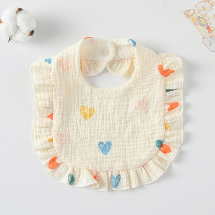 Baby Feeding Bib Ruffle Infants Saliva Towel Soft Cotton Burp Cloth — Yellow Orange