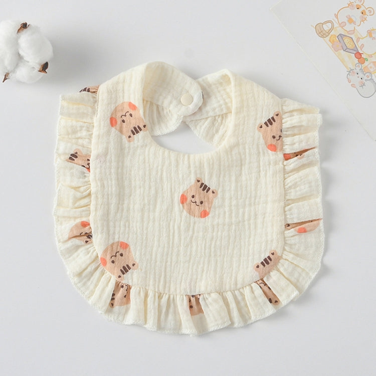 Baby Feeding Bib Ruffle Infants Saliva Towel Soft Cotton Burp Cloth — Pink Rose