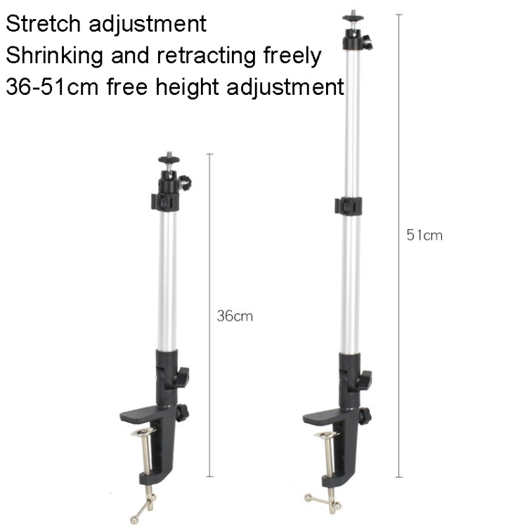 Aluminum Tube Cell Phone Live Streaming Telescopic Pole Desktop C-Clip Cell Phone Overhead Photo Holder — view 4