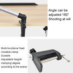 Aluminum Tube Cell Phone Live Streaming Telescopic Pole Desktop C-Clip Cell Phone Overhead Photo Holder — view 6