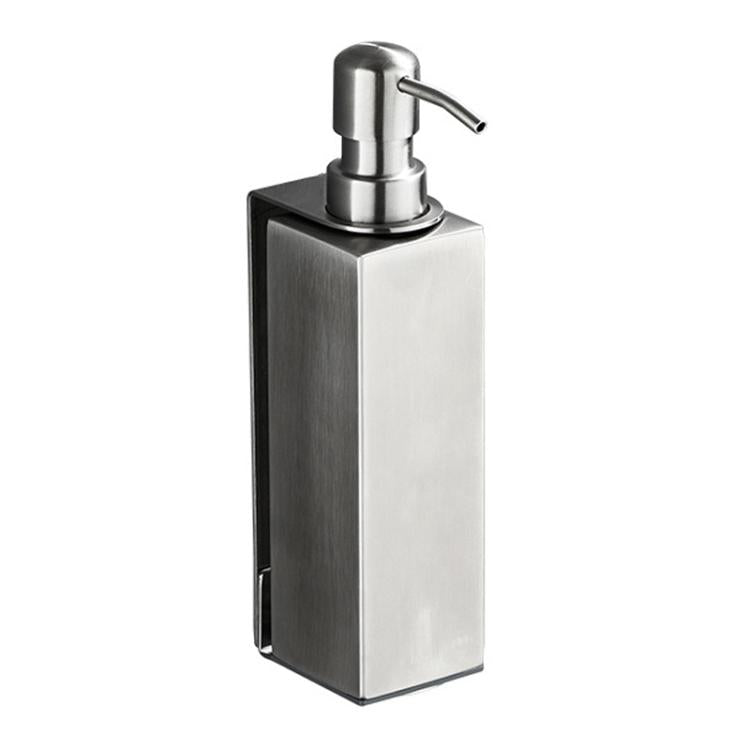 Hotel Stainless Steel Soap Dispenser Home Wall Mounted No Punch Press To Soap Bottle — Square 1 Barrel