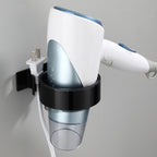 Bathroom Hair Dryer Shelf No-Punch Wall Mounted Storage Rack — Black