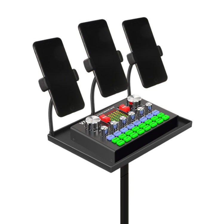 Cell Phone Live Stands Microphone Sound Card Tray Multifunctional Shelf Pallet — Tray+3 Camera Position