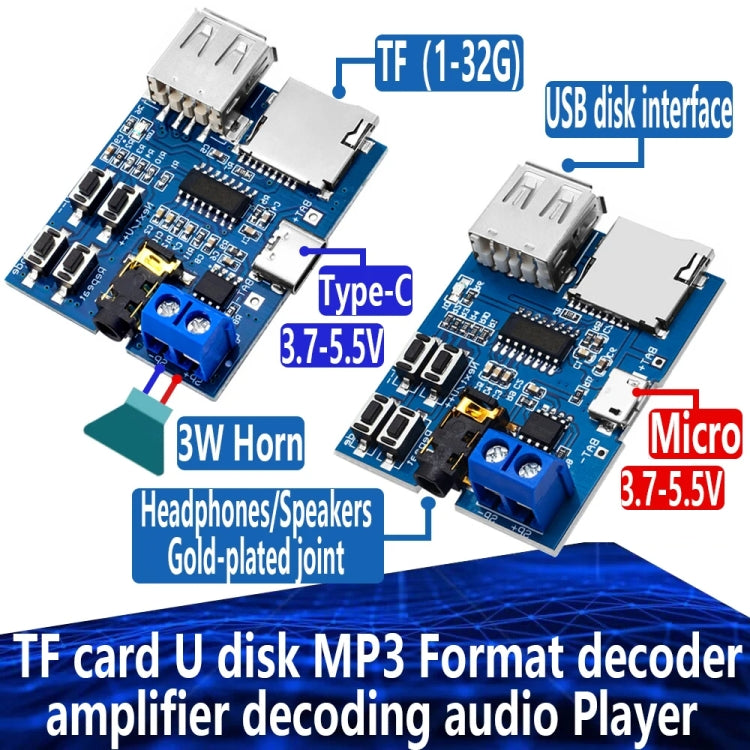 MP3 Lossless Decoder Board Decoder TF Card USB Flash Drive MP3 Decoding Player Module With Amplifier