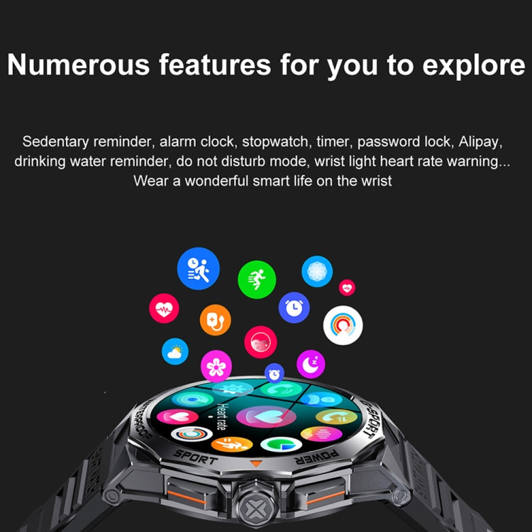 K62 1.43 Inch Waterproof Bluetooth Call Weather Music Smart Sports Watch