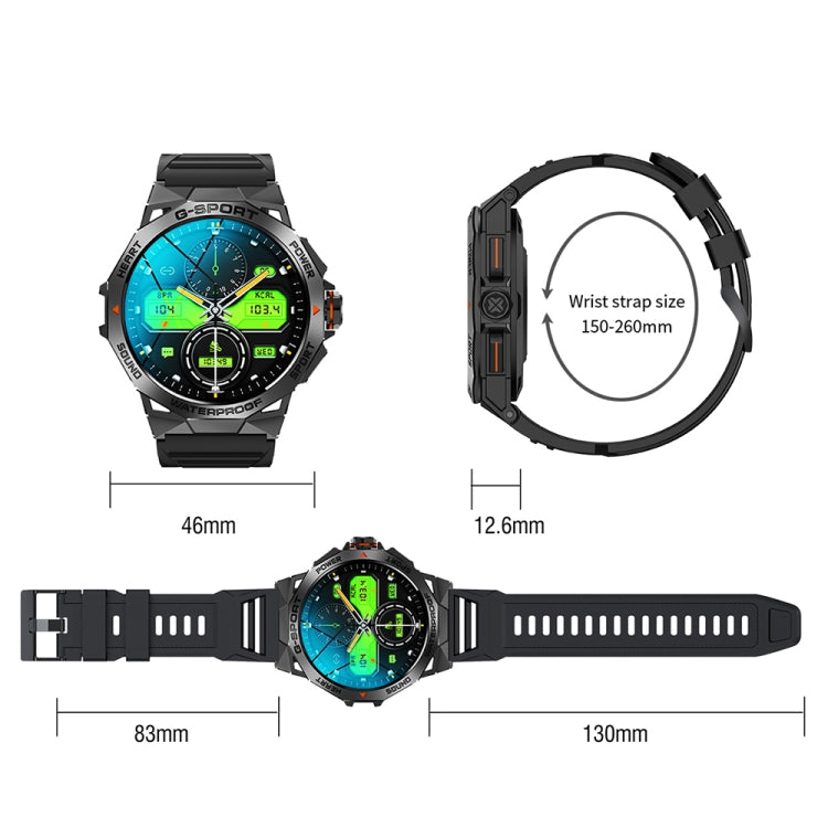 K62 1.43 Inch Waterproof Bluetooth Call Weather Music Smart Sports Watch