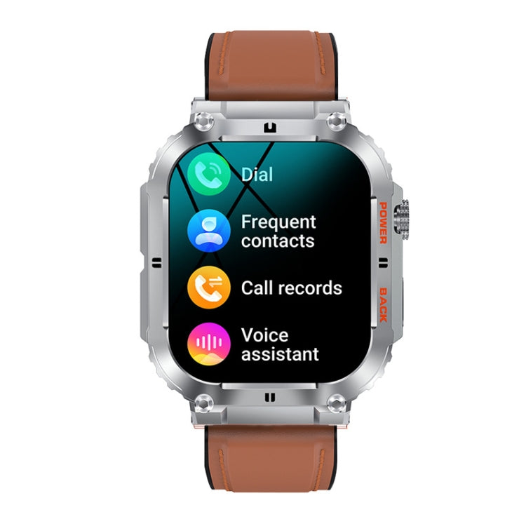K57 Pro 1.96 Inch Bluetooth Call Music Weather Display Waterproof Smart Watch — Black Leather