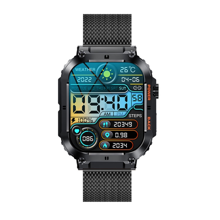 K57 Pro 1.96 Inch Bluetooth Call Music Weather Display Waterproof Smart Watch — Silver Leather