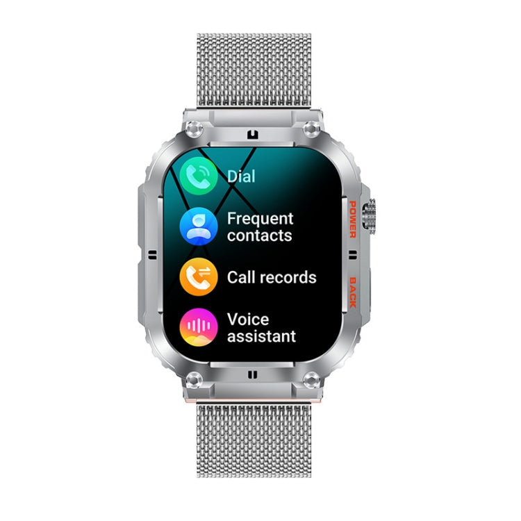K57 Pro 1.96 Inch Bluetooth Call Music Weather Display Waterproof Smart Watch — Black Steel