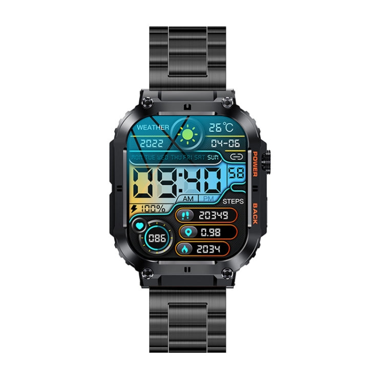 K57 Pro 1.96 Inch Bluetooth Call Music Weather Display Waterproof Smart Watch — Silver Steel