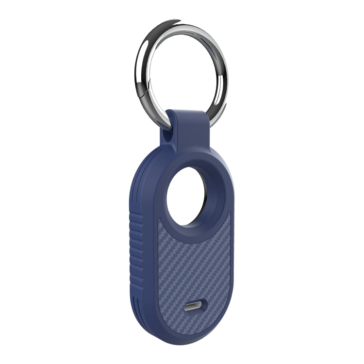 For Samsung Galaxy SmartTag 2 TPU Carbon Fiber Half Wrap Keychain Case — White