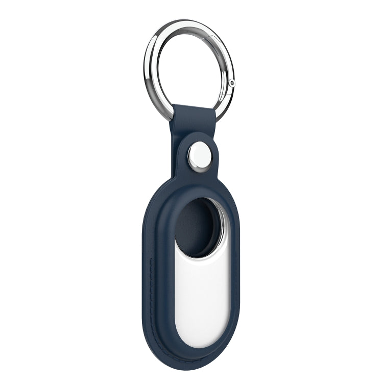 For Samsung Galaxy SmartTag 2 Leather Keychain Half-wrap Protective Case — Black