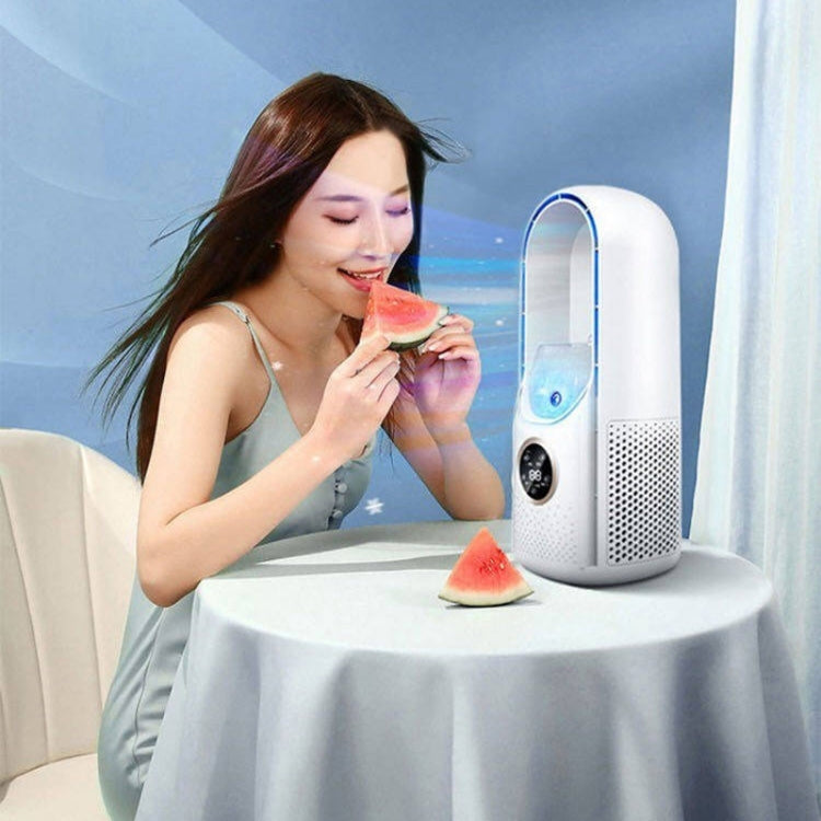 Desk Bladeless Humidification Electric Fan Six Gear Adjustable with LED Light Timing Function