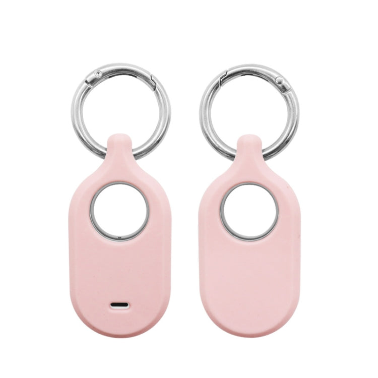 For Samsung Galaxy SmartTag2 With Key Ring Silicone Protective Case — Round Buckle Pink