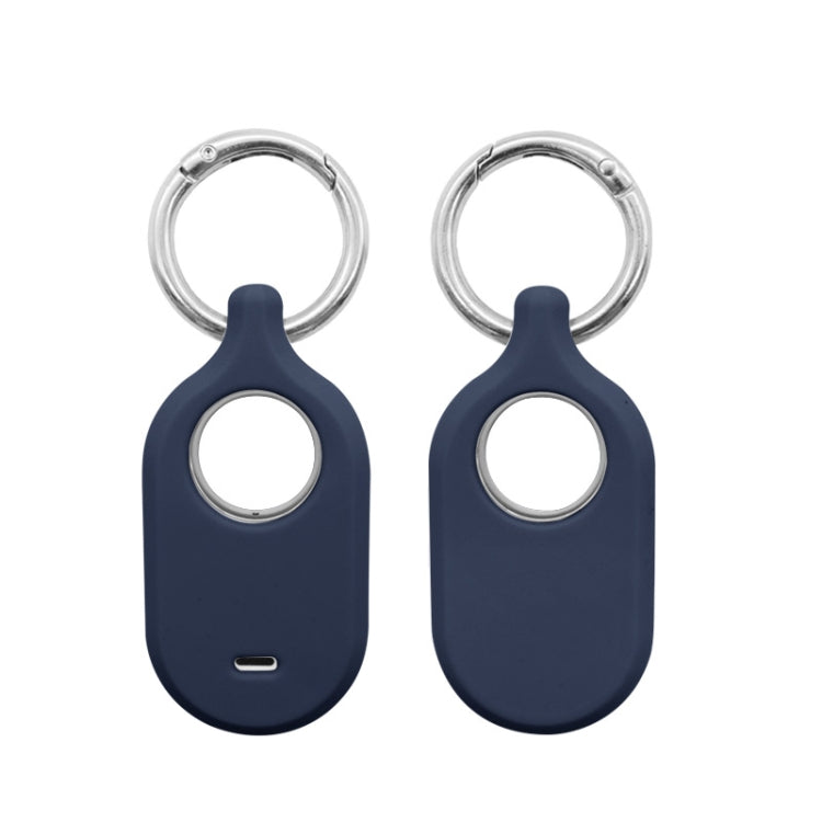 For Samsung Galaxy SmartTag2 With Key Ring Silicone Protective Case — Round Buckle Deep Blue