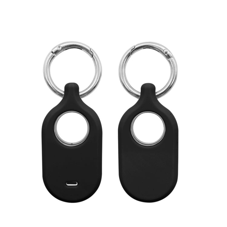 For Samsung Galaxy SmartTag2 With Key Ring Silicone Protective Case — Round Buckle Black