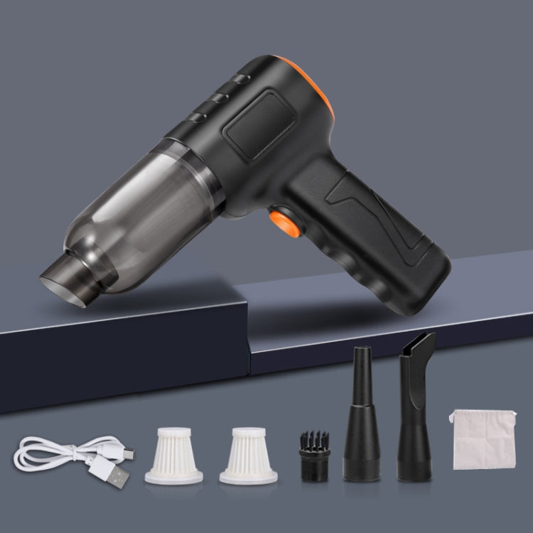 Car Vacuum Cleaner Large Suction Power Wireless Pump Inflatable Blower Handheld Small Vacuum Cleaner — Brush 200W+3 Filters+Air Bag (Black)