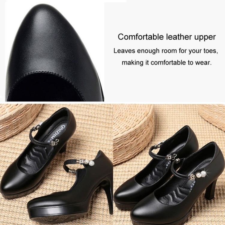 Women High Heels Comfortable Small Heel Temperament Waterproof Platform One Buckle Shoes — view 11