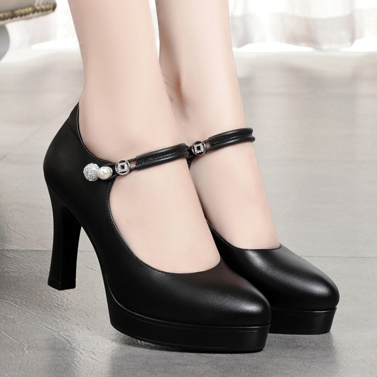 Women High Heels Comfortable Small Heel Temperament Waterproof Platform One Buckle Shoes — view 13