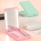 LED Cosmetic Mirror Rechargeable Smart Fill Light Travel Portable Set — Pink