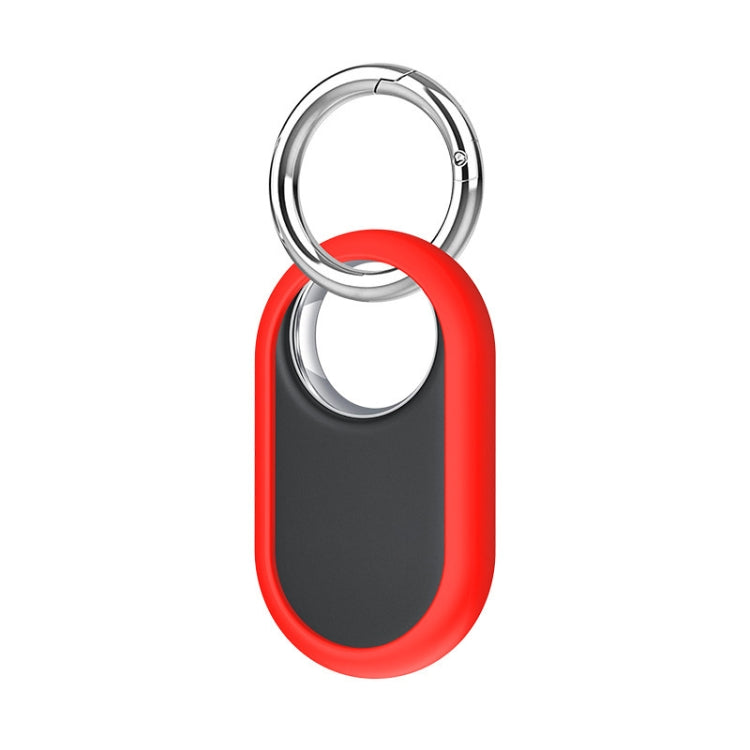 For Samsung Galaxy SmartTag2 Tracker Half-wrapped Silicone Protective Case With Metal Hanging Ring — White