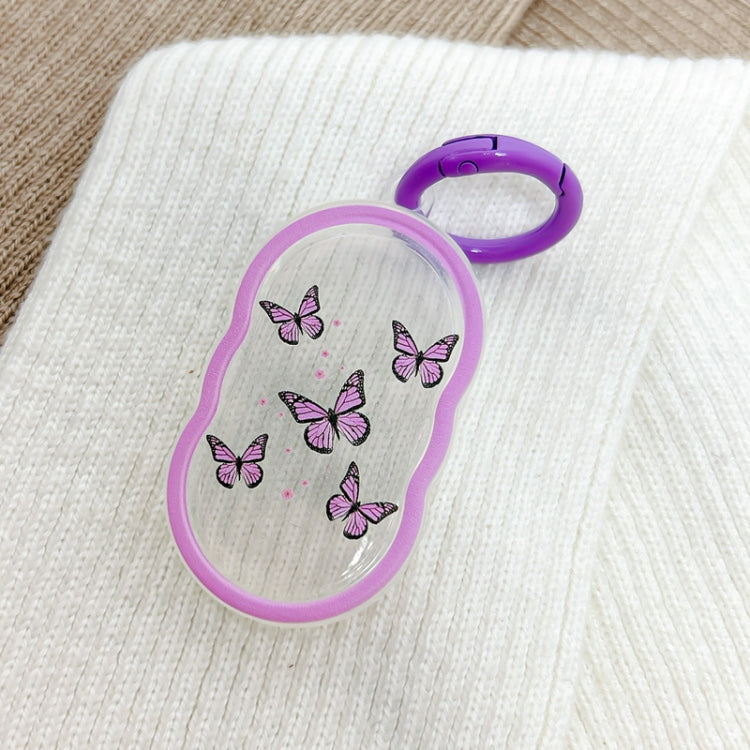 For Samsung Galaxy SmartTag2 Transparent Case With Colorful Picture Protective Case, Pink Smiley Love, Purple Smiley Love — Colorful Butterfly
