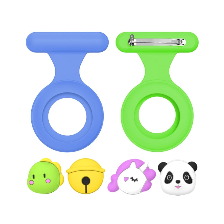 For AirTag 2nd Gen / AirTag 1st Gen 2pcs Silicone Protective Case Kids Brooch Snap Cartoon Locator Case — Black+White
