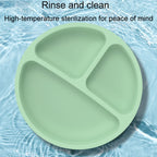 3 Compartments Baby Silicone Suction Cup Plate Childrens Complementary Feeding Bowl — view 10