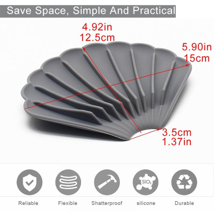 Drainable Silicone Soap Box No Hole Deflector Soap Dish Shell Shape Non-Slip Soap Holder — view 6