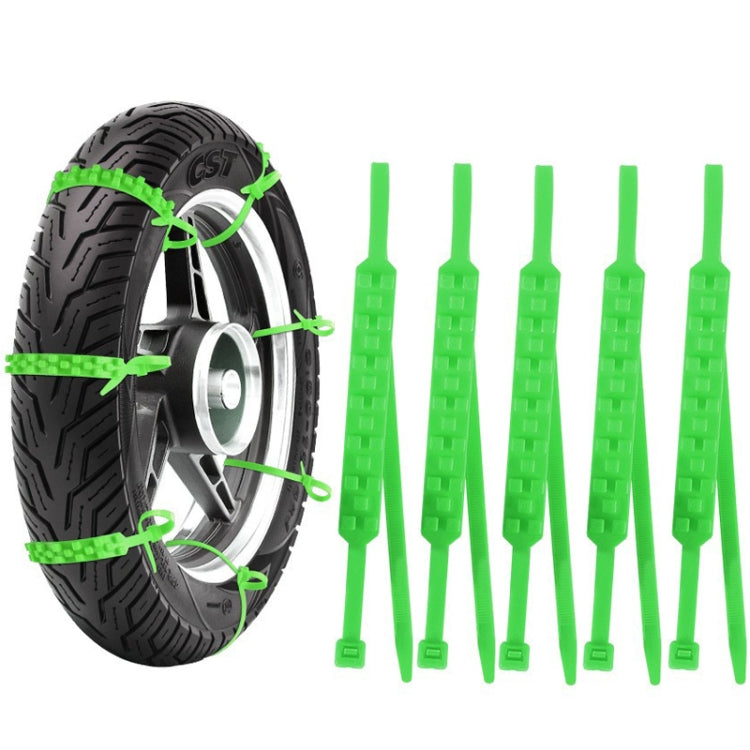 5pcs/Set Motorcycle Electric Two-Wheeler Non-Damaging Anti-Skid Chain Ties — Green