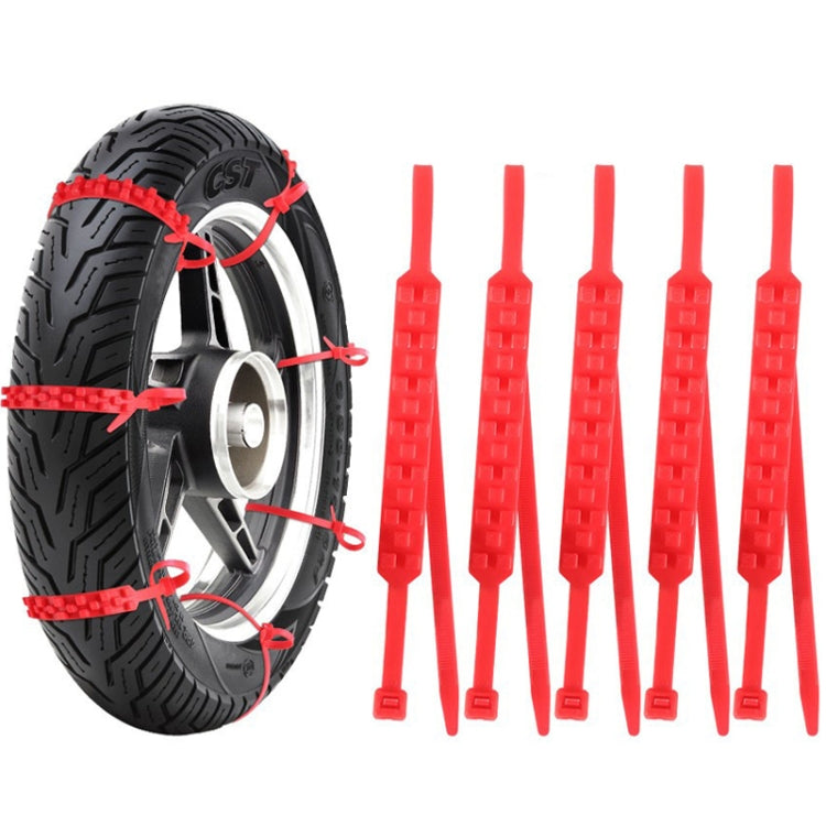5pcs/Set Motorcycle Electric Two-Wheeler Non-Damaging Anti-Skid Chain Ties — Red