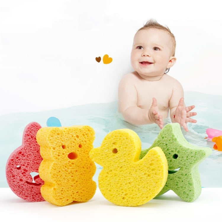 Baby Bathing Wood Pulp Sponge Cute Cartoon Soft Bath Sponge Bath Scrubber — Duck