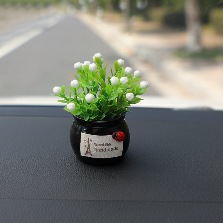 Mini Car Potted Ornaments Decoration Simulated Flower Pots — Lucky Fruit White Bottle
