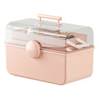 Cosmetics Storage Box Plastic Anti -Dust Transparent Desktop Medicine Box — XL Pink