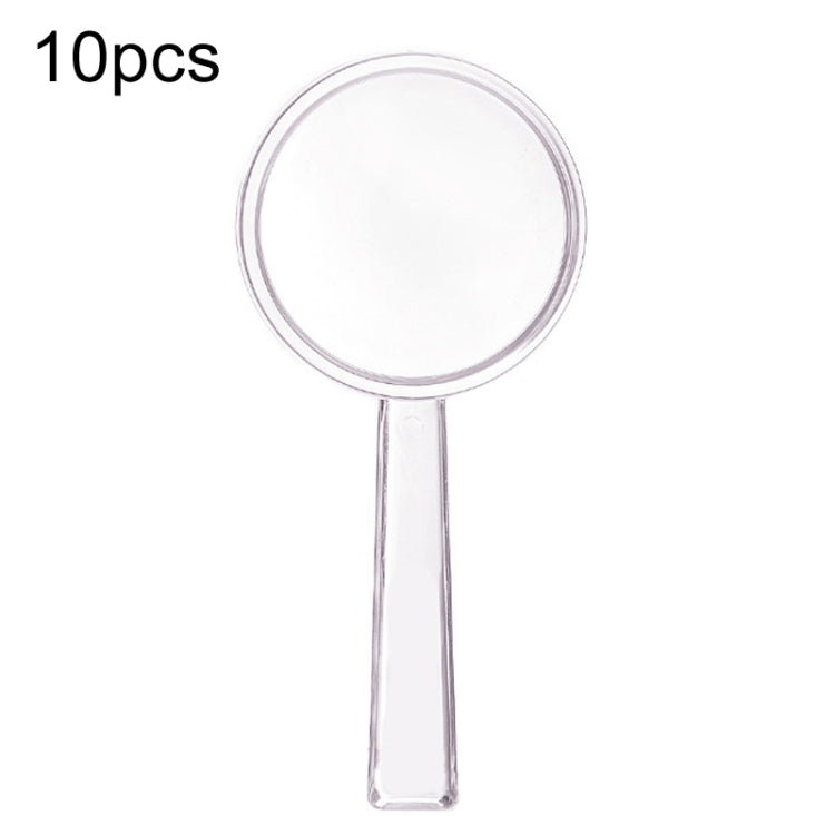 10pcs 3X Magnifying Glass Plastic Transparent Integrated Handheld HD Children Toy Magnifier