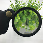 10X Folding Leather Case Magnifier Pocket Magnifying Glass