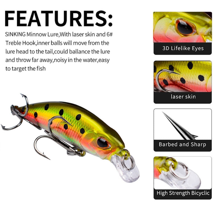 5.3cm 4.6g Sinking Minnow Lure Long Casting Bionic Plastic Hard Bait Fishing Tackle — view 11