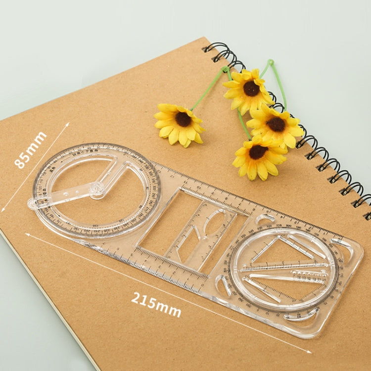 2pcs Multifunctional Drawing Ruler Function Drawing Protractor Geometric Ruler — view 2