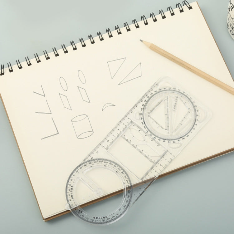 2pcs Multifunctional Drawing Ruler Function Drawing Protractor Geometric Ruler — view 8